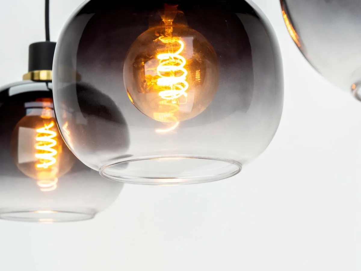 Eglo Oilella Hanglamp E27 95cm - Smoke Glas - Zwart/Goud