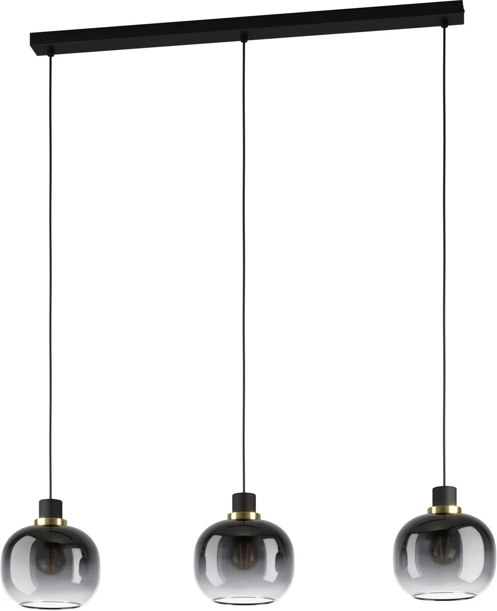 Eglo Oilella Hanglamp E27 95cm - Smoke Glas - Zwart/Goud