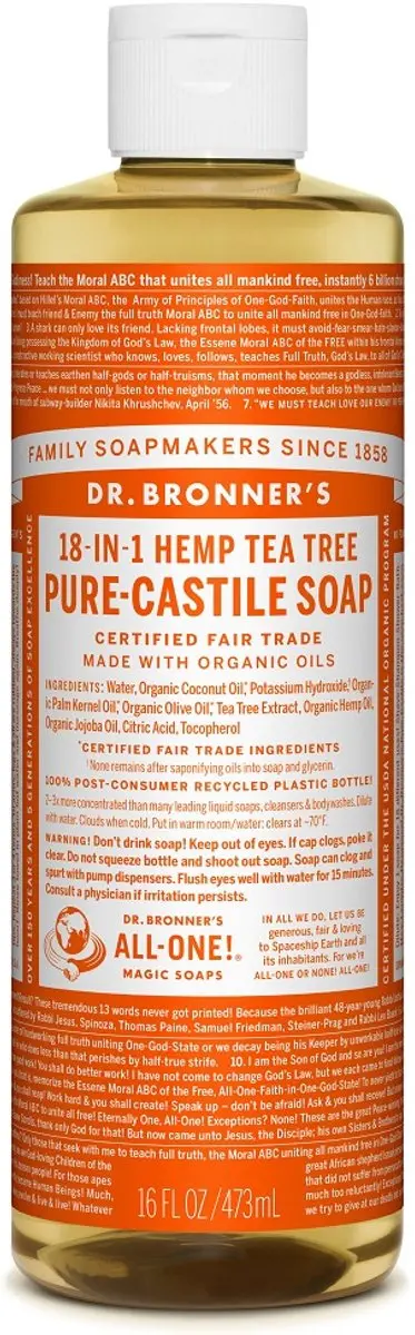 Dr. Bronner's Tea Tree Vloeibare Zeep 475ml - afbeelding 6 van 6