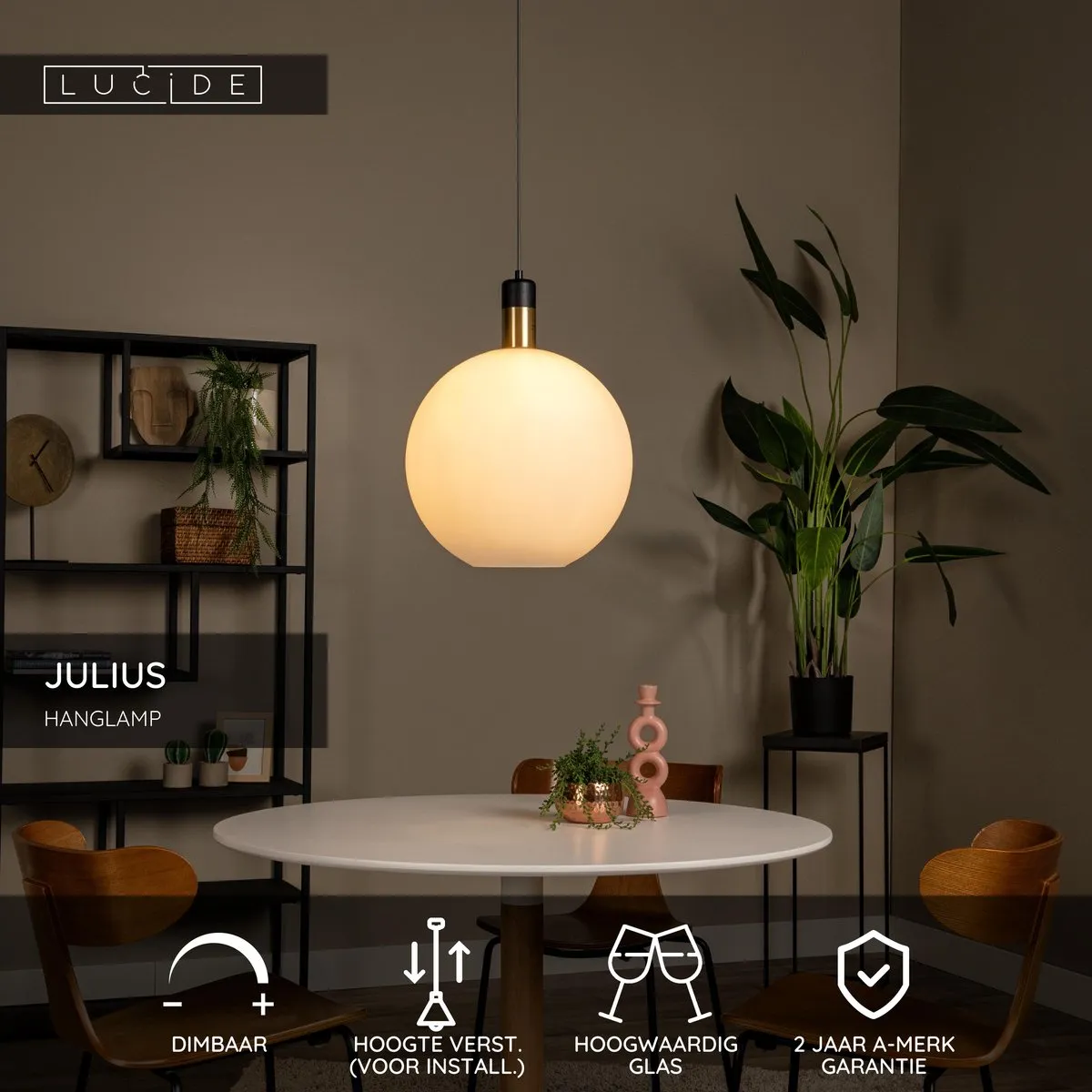 Lucide Julius Hanglamp Ø40cm - Opaal