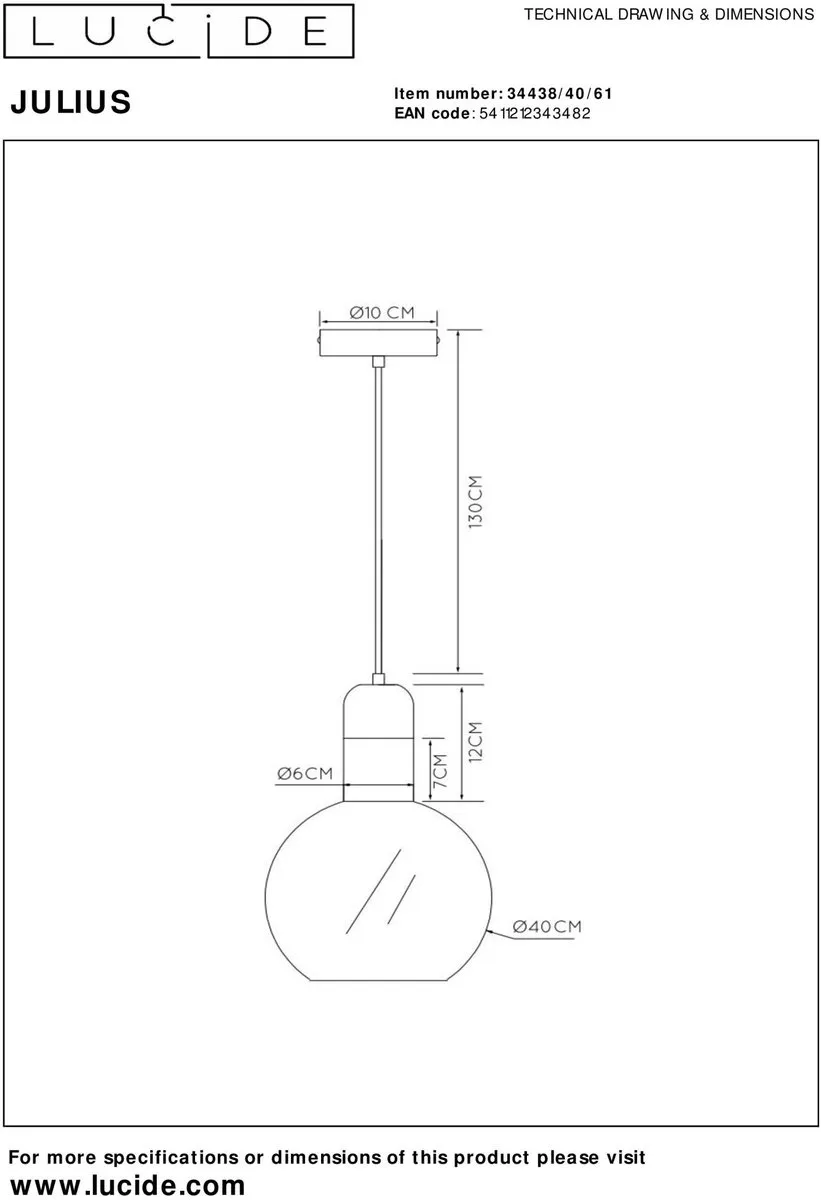 Lucide Julius Hanglamp Ø40cm - Opaal