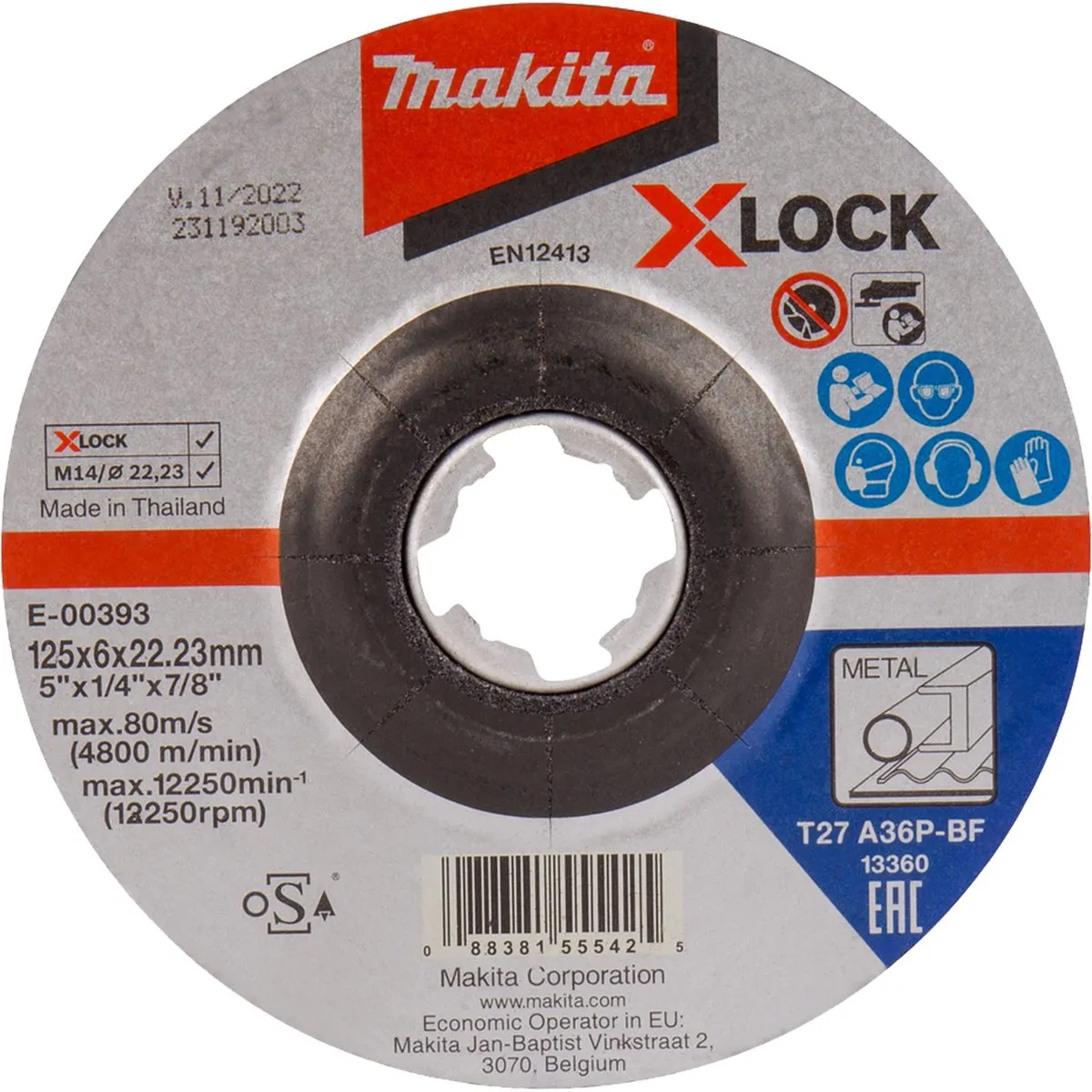 Makita E-00393 Slijpschijf Metaal 125mm - 6mm