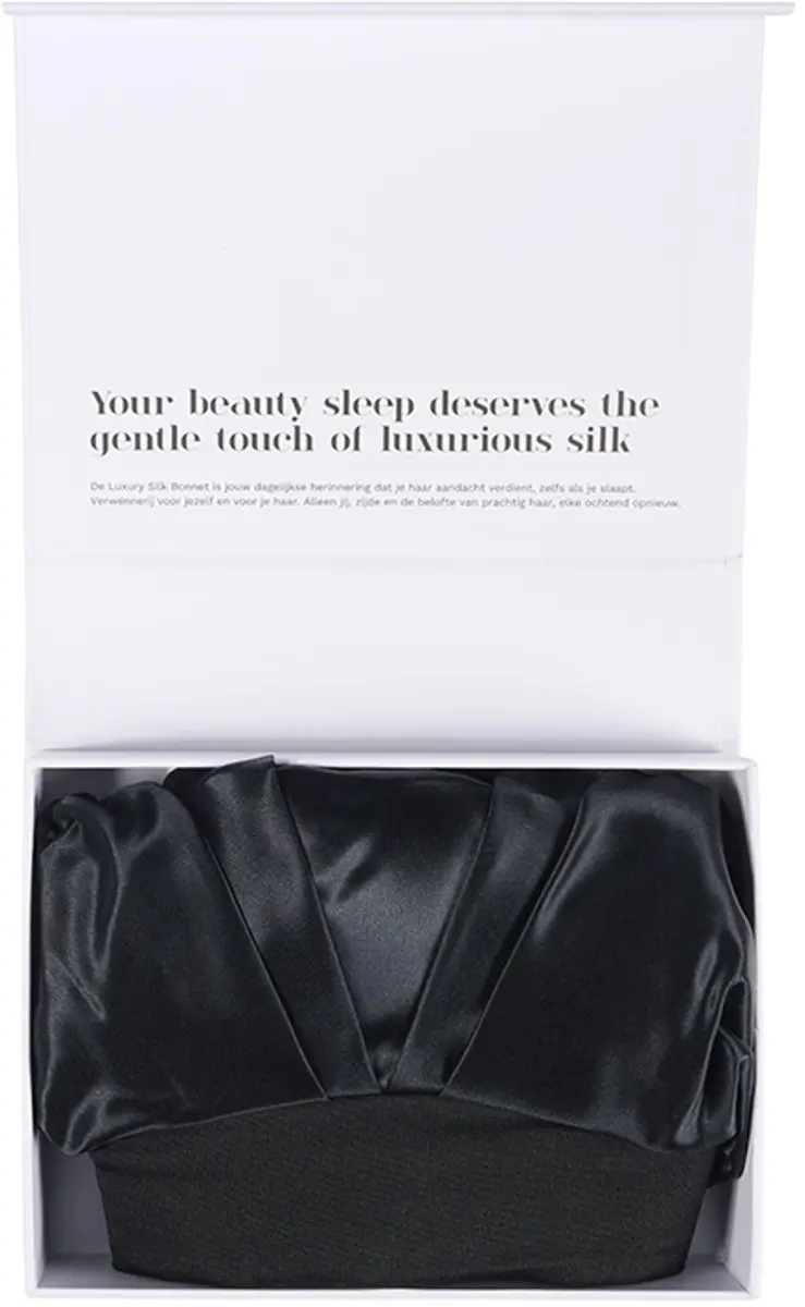 Beauty Pillow Luxury Silk Bonnet 22 Momme - Zwart