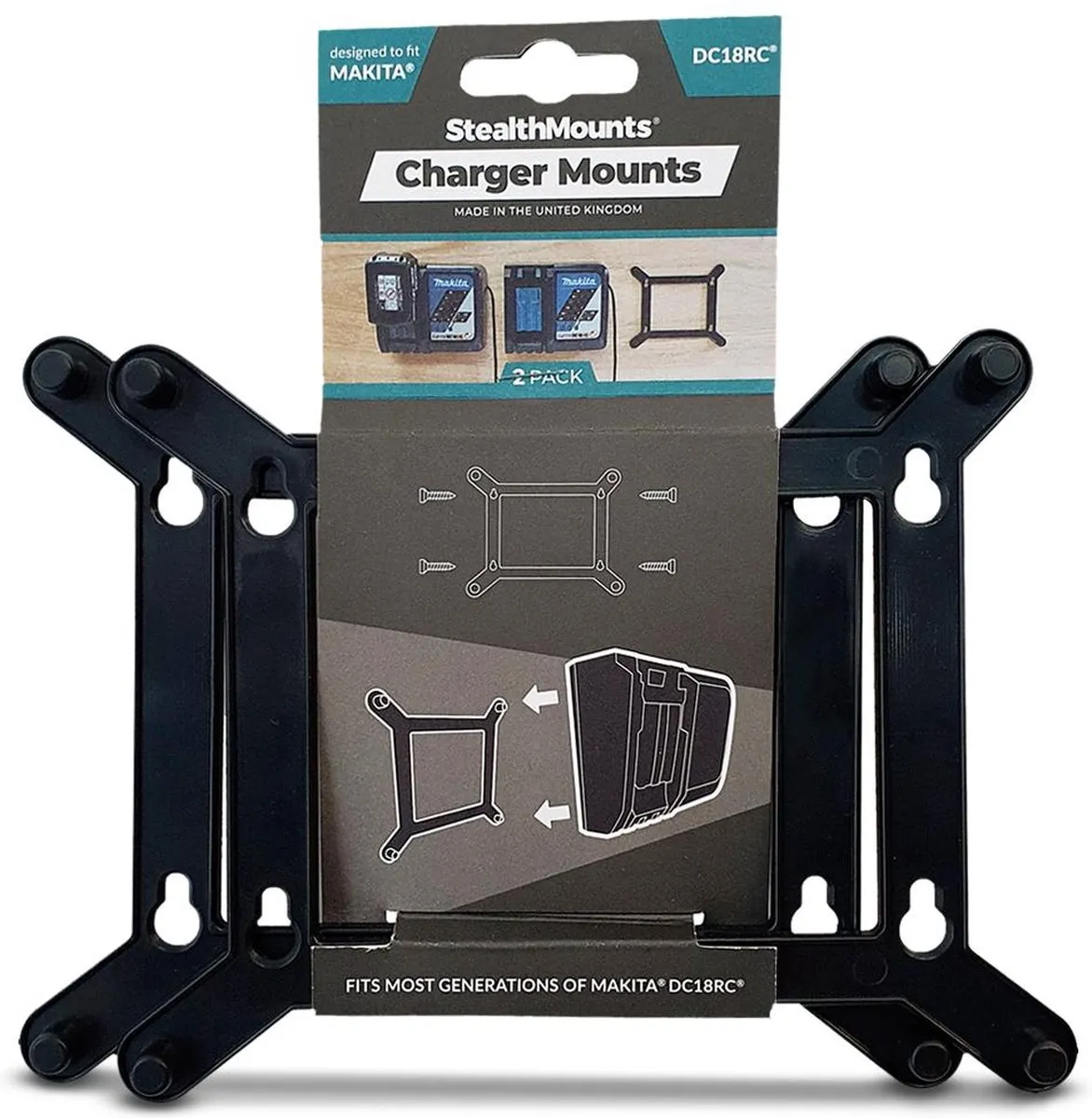 Makita Stealthmounts DC18RC Opladerhouder - 2 Stuks - Zwart