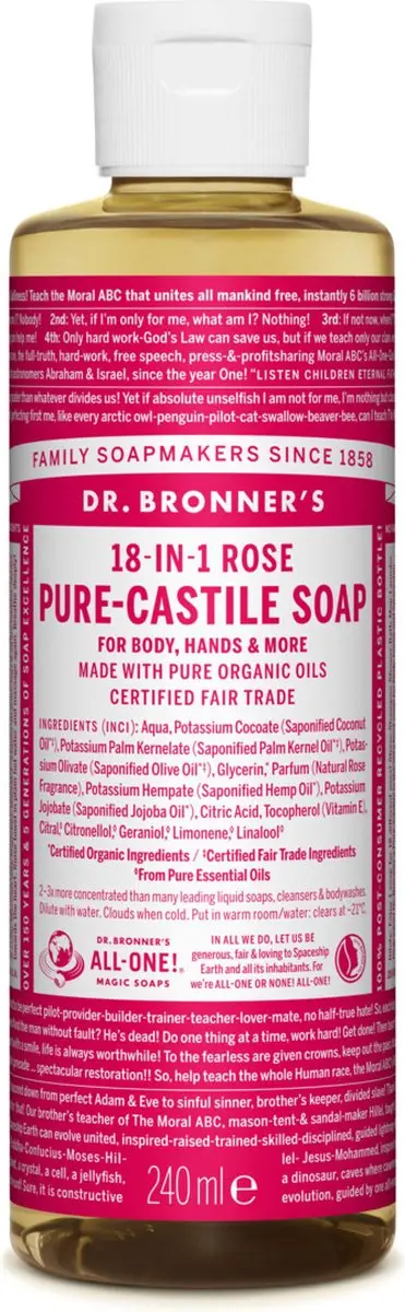Dr. Bronner's Vloeibare Zeep Roos 240ml
