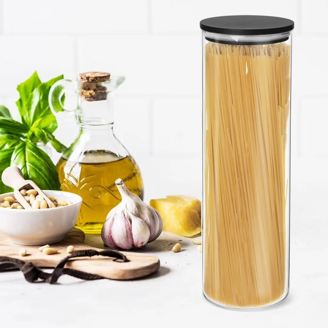 Orion Keukenopbergcontainer 1,5L - Borosilicaatglas met bamboedeksel