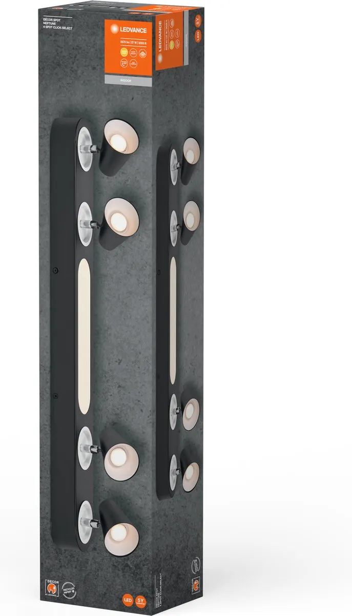 LEDVANCE Decor Spot Neptune CLICK-SELECT Black 4 Spot - 27W 1.280lm