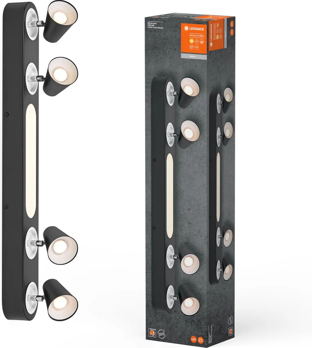 LEDVANCE Decor Spot Neptune CLICK-SELECT Black 4 Spot - 27W 1.280lm