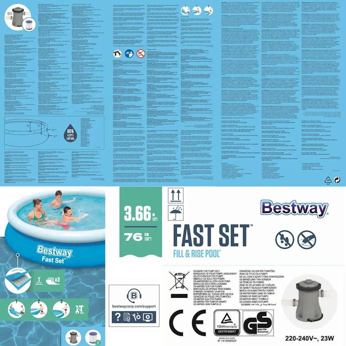 Bestway Fast Set Zwembad 366x76cm - Blauw