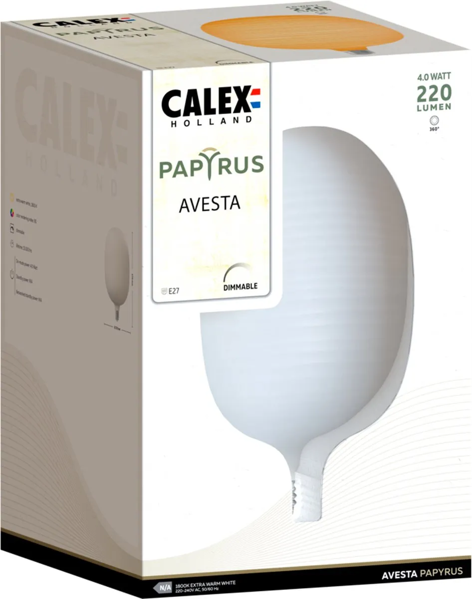 Calex Papyrus LED Lamp E27 G125 - 4W - Warm Wit - Amber Glas