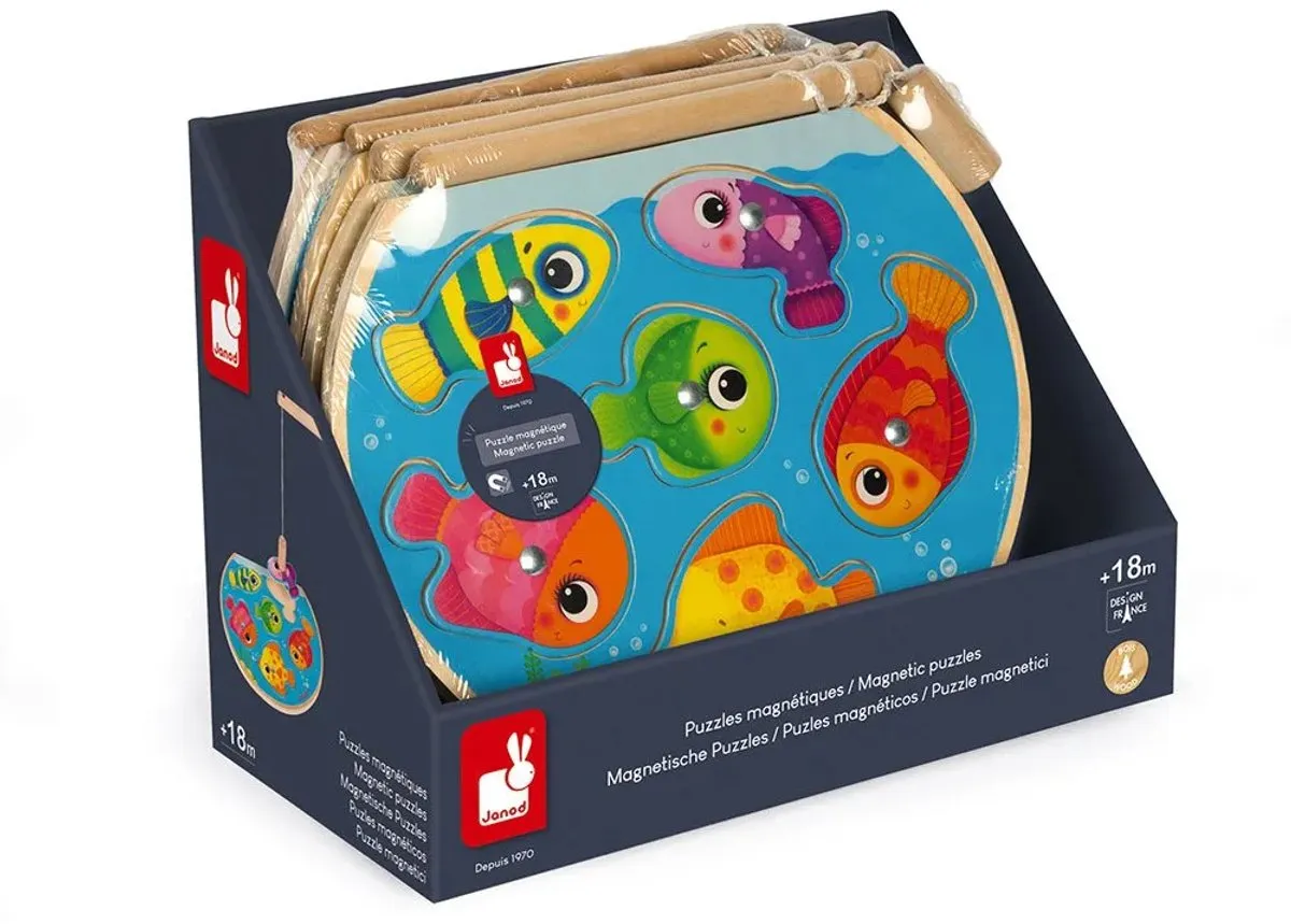 Janod Puzzelspel Snelle Vissen 2-in-1 - 6 Stuks - Meerkleurig