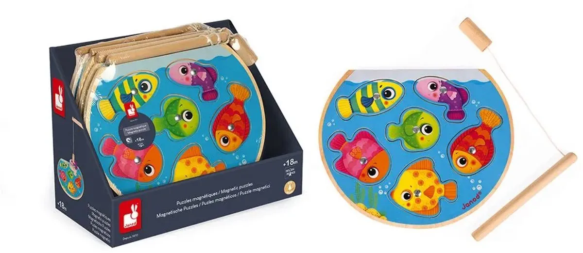 Janod Puzzelspel Snelle Vissen 2-in-1 - 6 Stuks - Meerkleurig