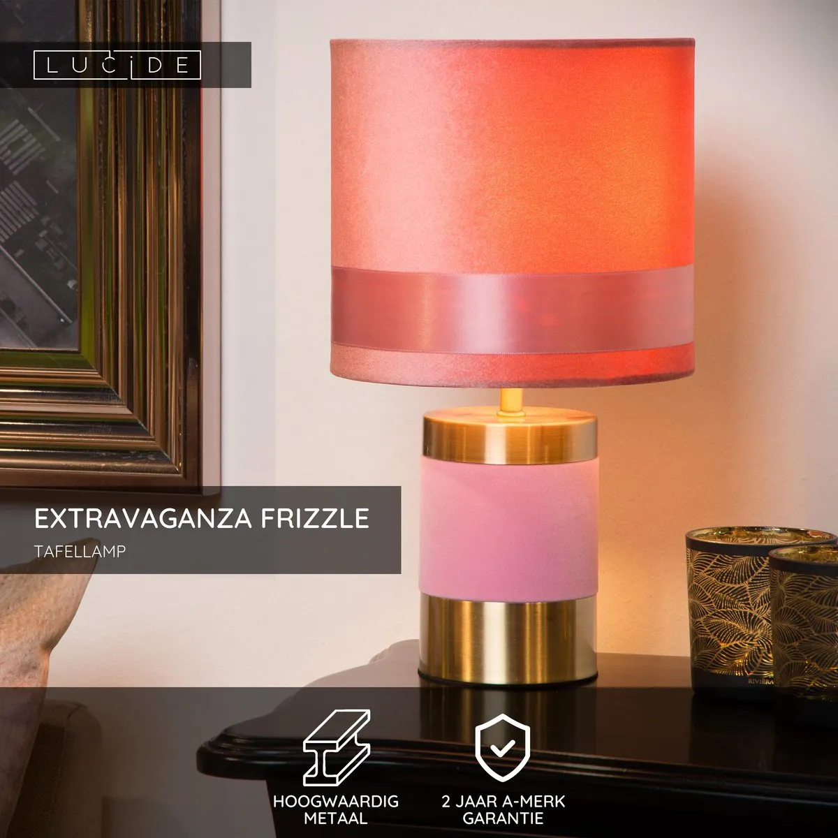 Lucide Extravaganza Frizzie Tafellamp Ø18cm - Roze