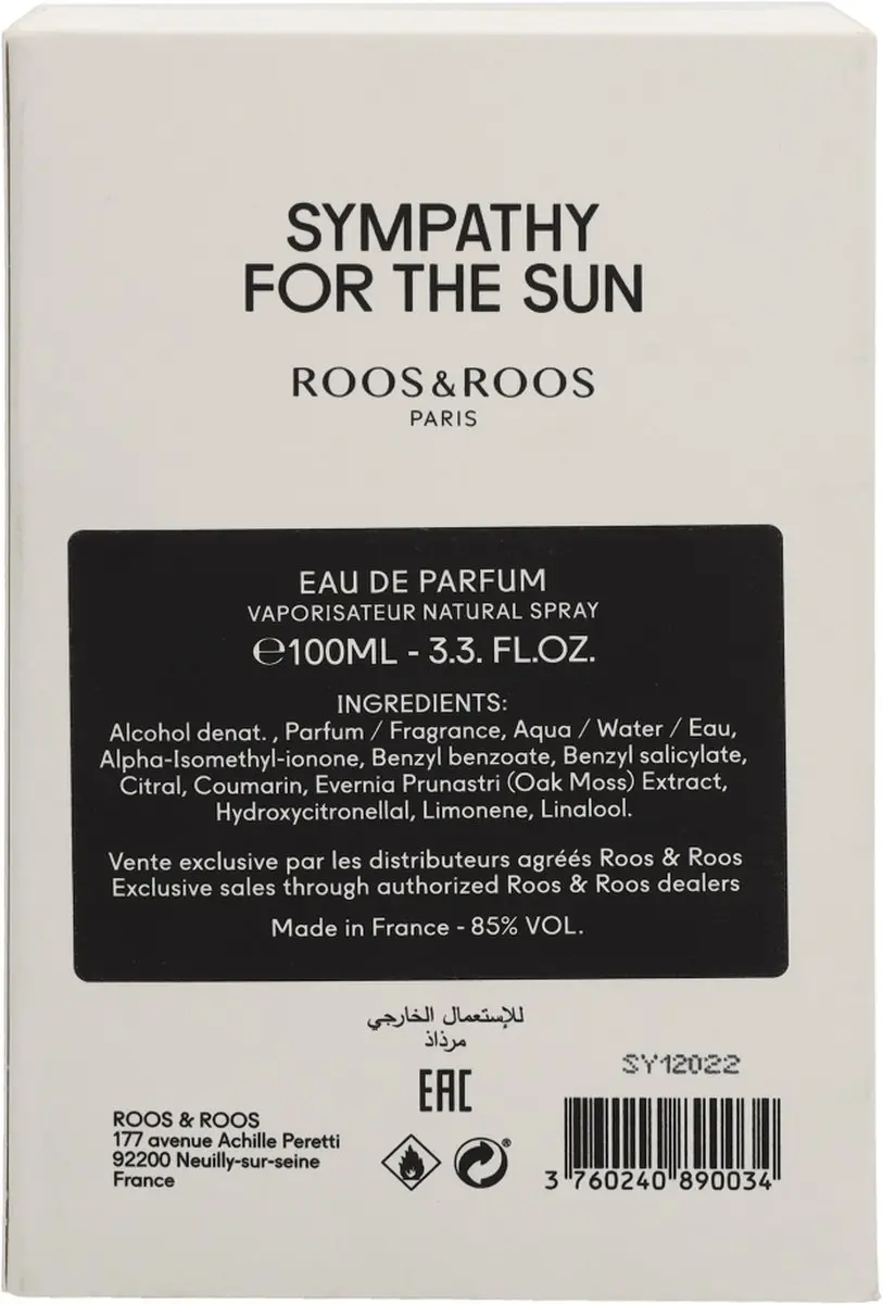 Roos & Roos Sympathy For The Sun Eau de Parfum 100ml