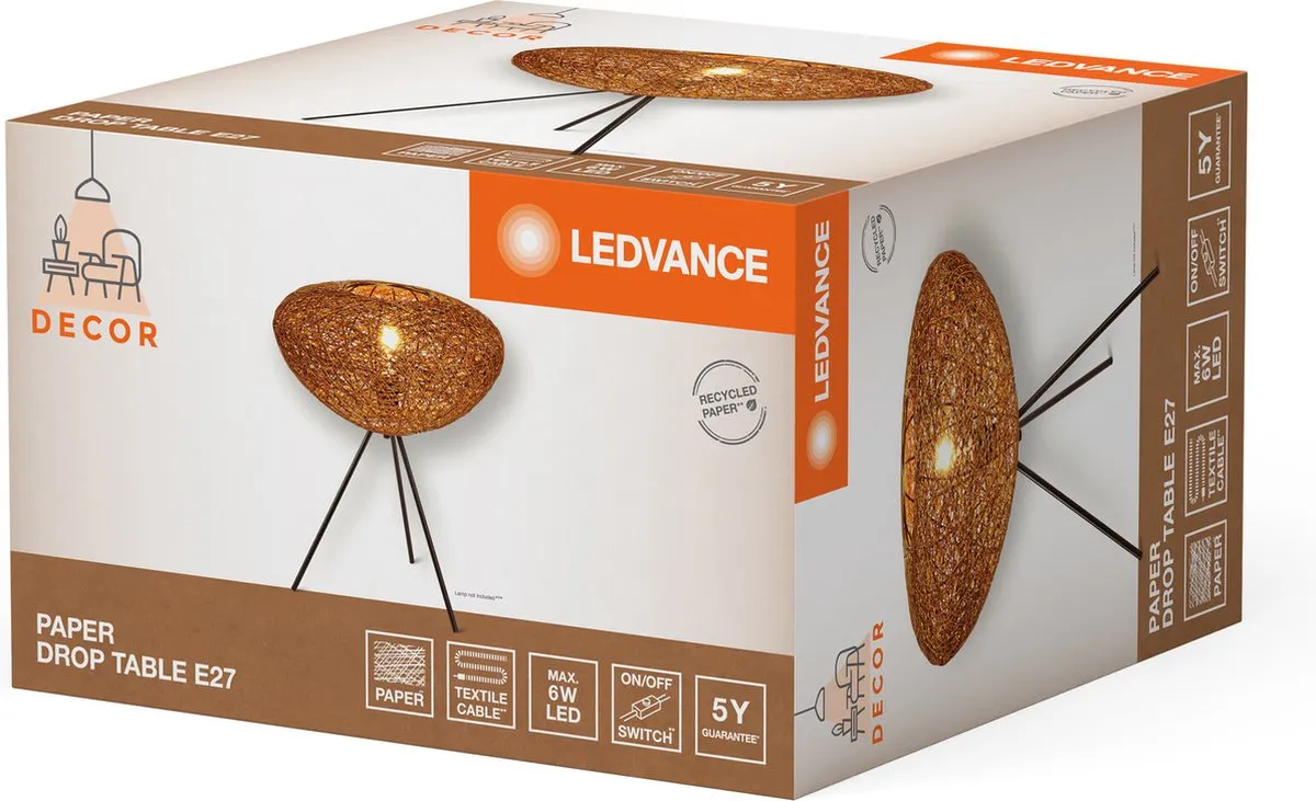 LEDVANCE Decor Paper Drop Tafellamp E27 - Beige - afbeelding 6 van 6