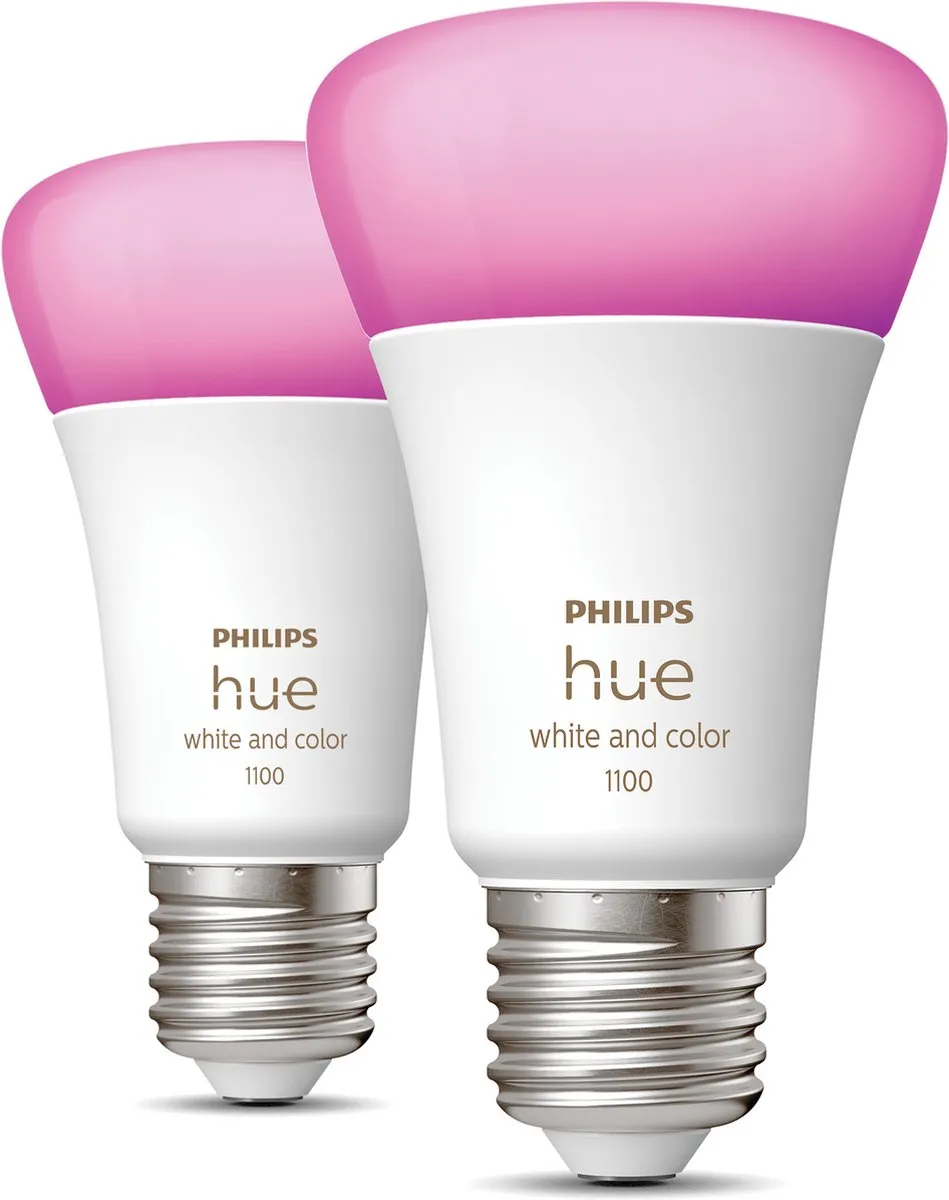 Philips Hue Standaardlamp E27 RGBW 1100lm - 2 Stuks - Mat Wit