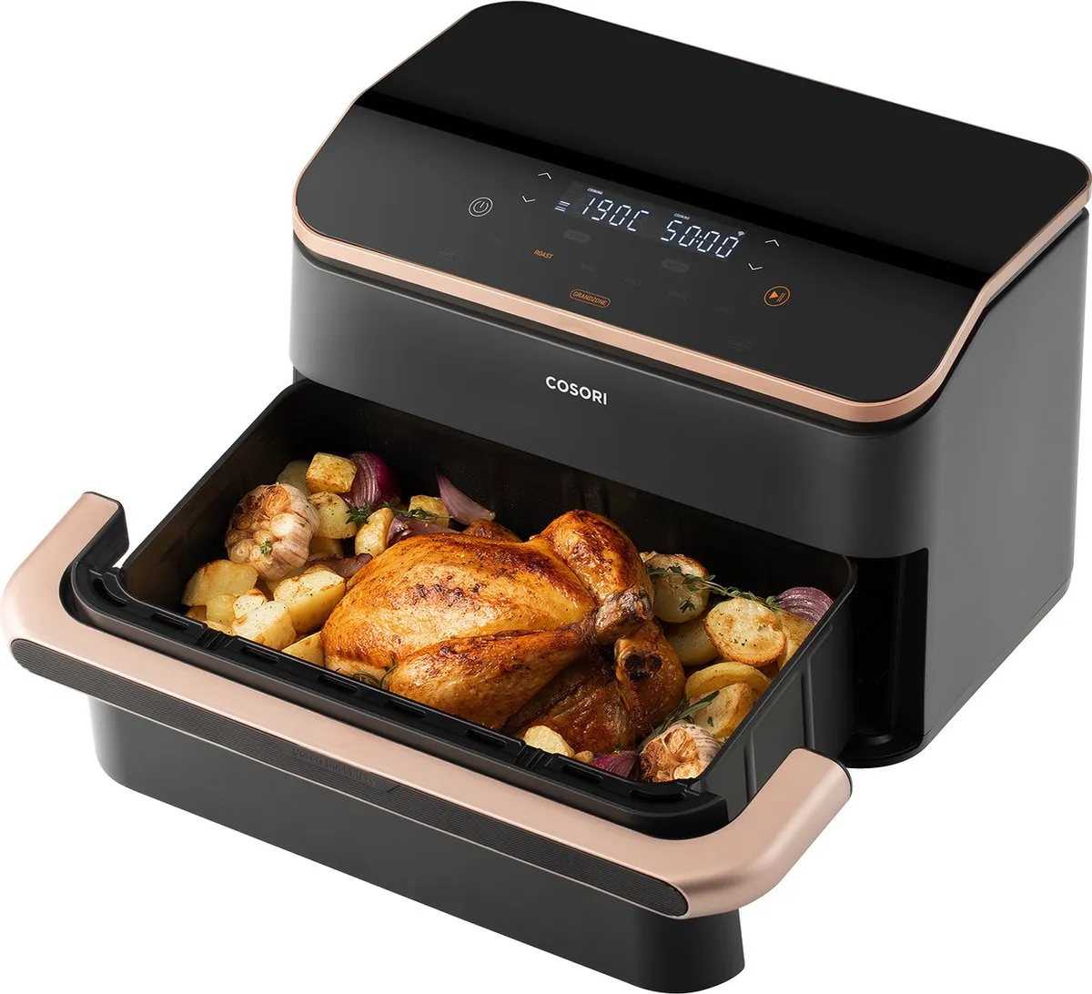 Cosori Twinfry Dubbele Airfryer XXL - Heteluchtfriteuse 10 liter - Twee kookvakken of 1 MegaZone - 6 Programma's - Boven- en Onderwarmte - Dual Zone Technologie