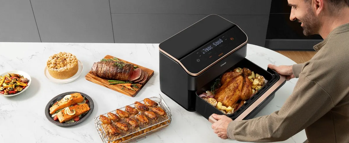Cosori Twinfry Dubbele Airfryer XXL - Heteluchtfriteuse 10 liter - Twee kookvakken of 1 MegaZone - 6 Programma's - Boven- en Onderwarmte - Dual Zone Technologie