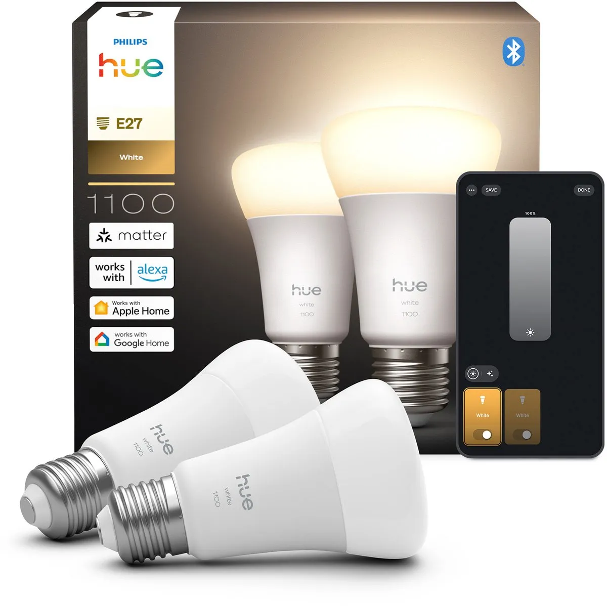 Philips Hue Slimme LED A60 Warm Wit E27 - 2 Stuks
