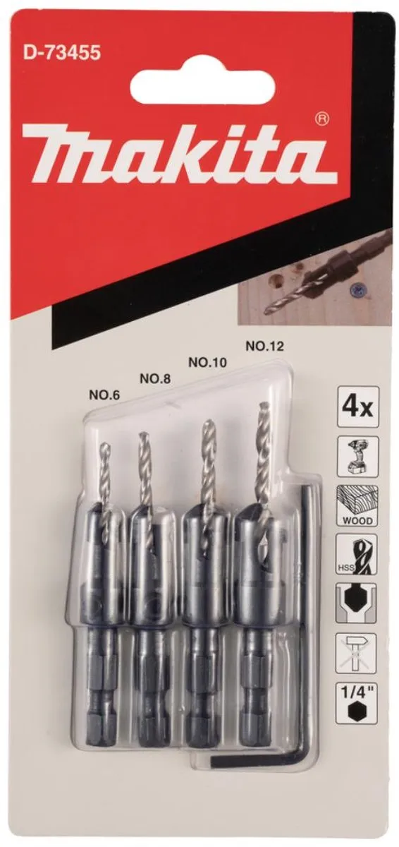 Makita D-73455 Verzinkboor-set 4 Stuks