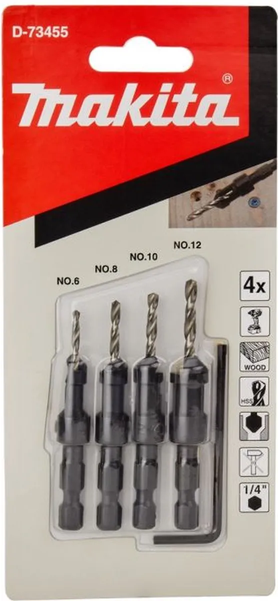 Makita D-73455 Verzinkboor-set 4 Stuks
