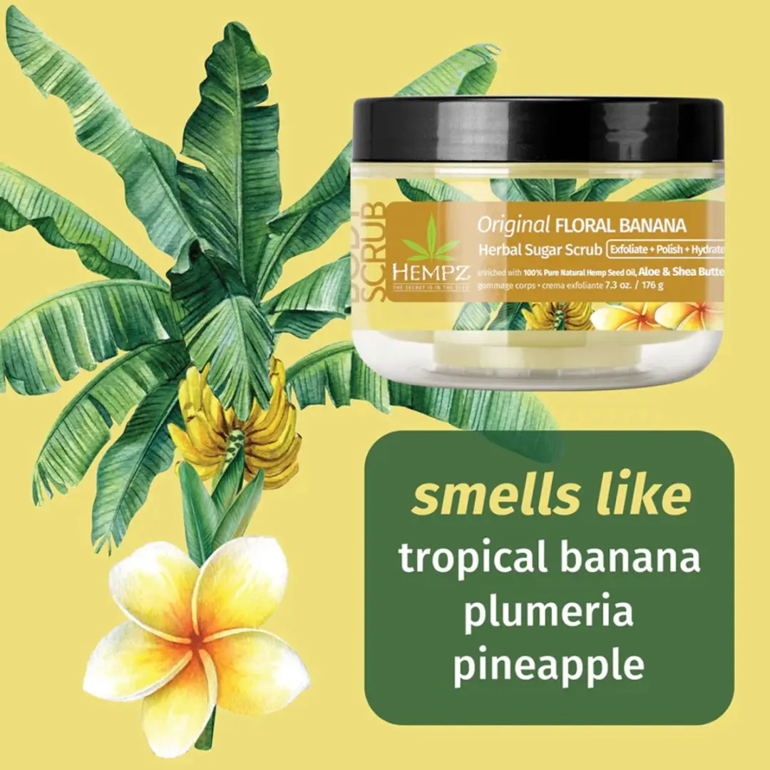 Hempz Original Floral Banana Herbal Sugar Scrub 176g - Bloemen & Banaan