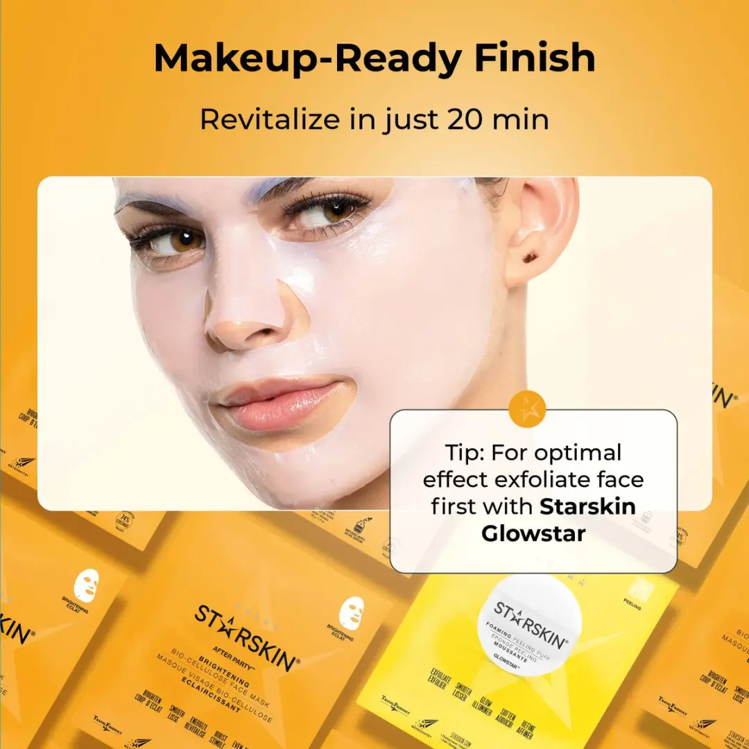 Starskin After Party Sheet Mask - 4 Stuks 30ml Geel