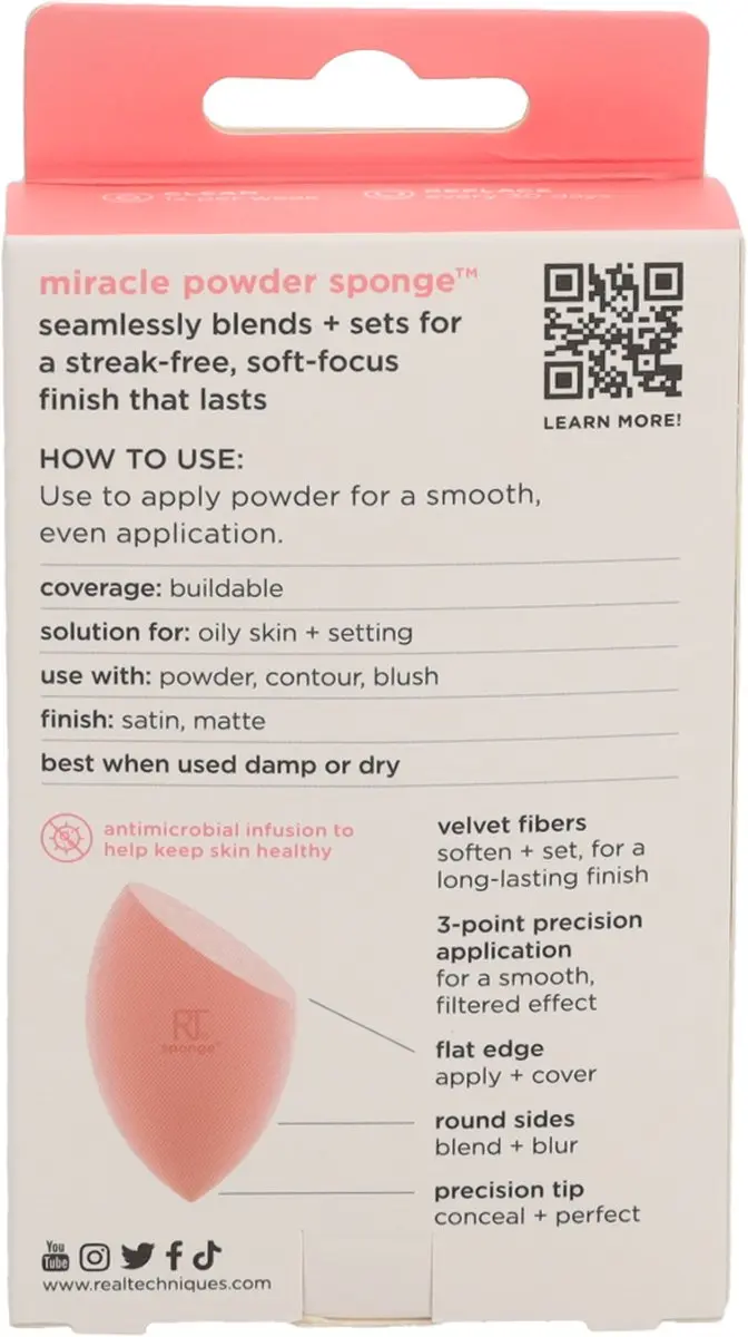 Real Techniques Miracle Powder Sponge - Roze