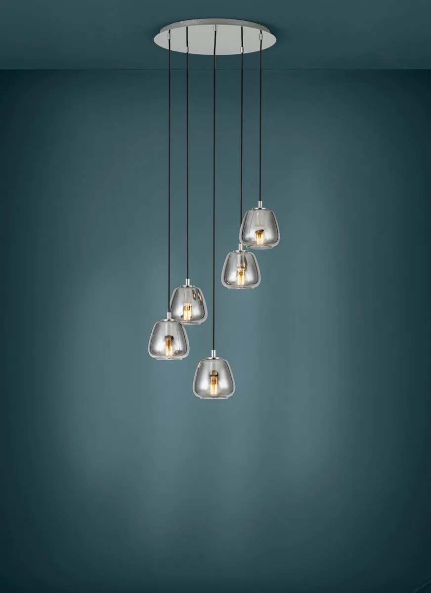 Eglo Albarino Hanglamp 5xE27 - Ø55,5cm - Chroom - afbeelding 6 van 6
