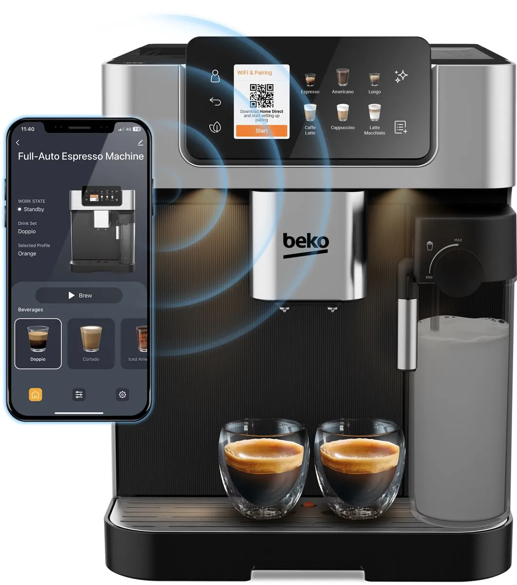 Beko CEG7348X Superautomatisch Koffiezetapparaat - 1350W - Zwart/Roestvrijstaal