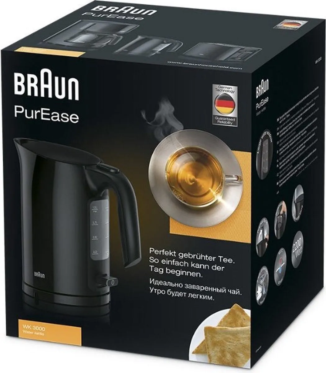 Braun PurEase WK 3000 BK Waterkoker - 2200W - 1L - Zwart - afbeelding 6 van 6