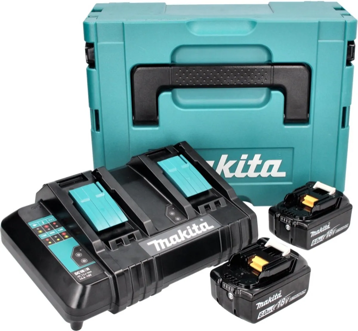 Makita Power Source Kit 18V - 2x BL1860B 6.0Ah + DC18SH Lader + Makpac