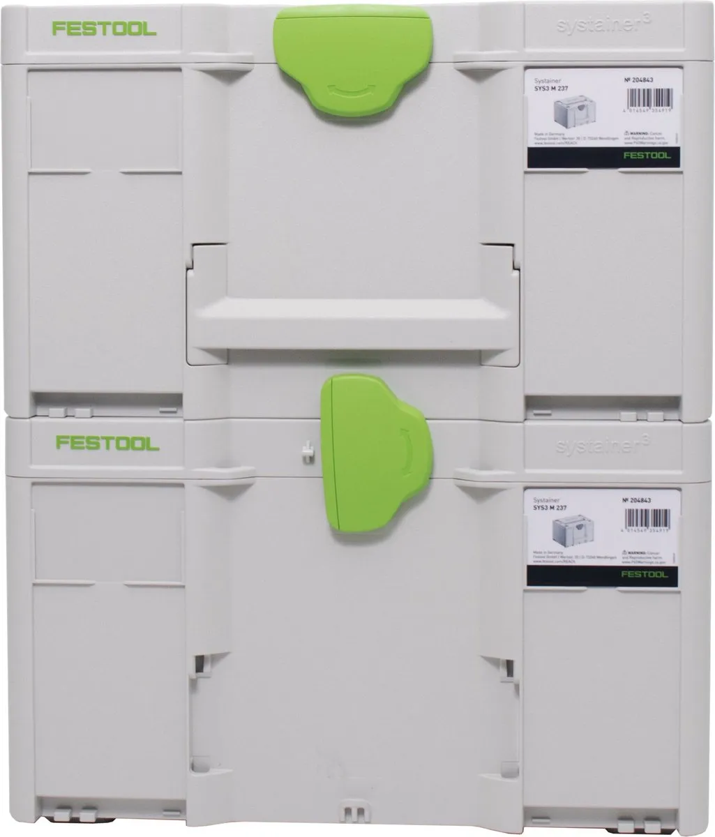Festool Systainer SYS3 M 237 Gereedschapskoffer - 2 Stuks - Groen/Wit