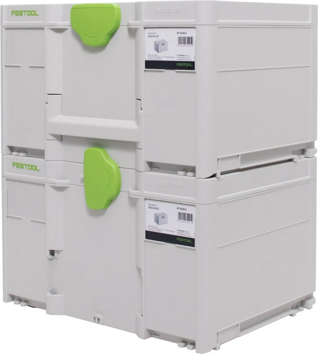 Festool Systainer SYS3 M 237 Gereedschapskoffer - 2 Stuks - Groen/Wit