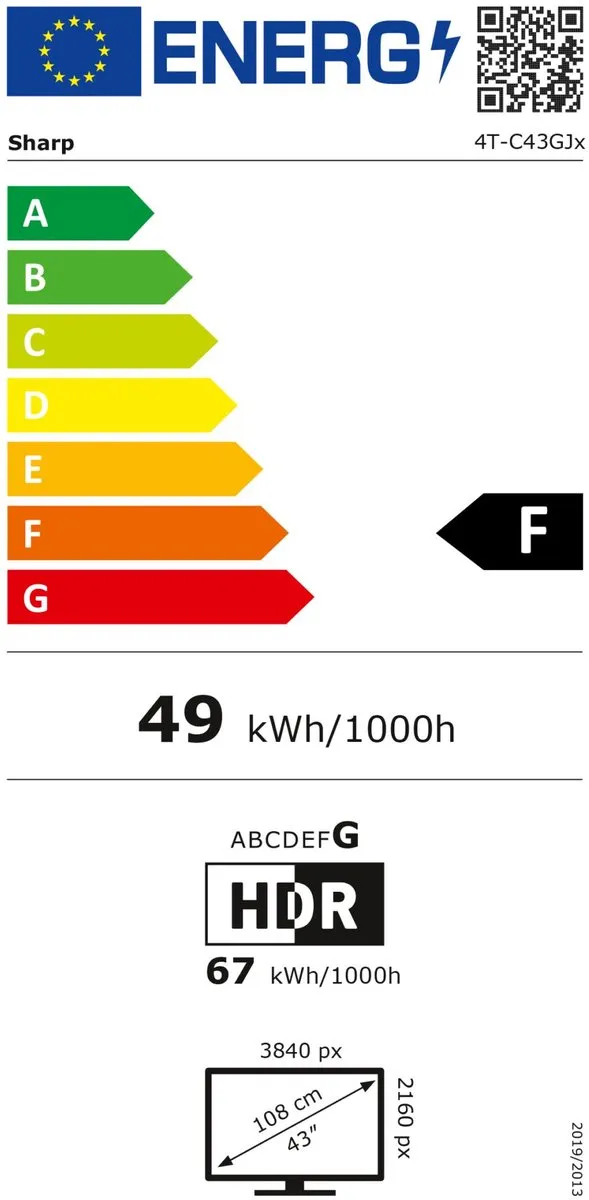 Sharp 43GJ4225E 43" TV - 20W - 3x HDMI - Zwart - afbeelding 6 van 6