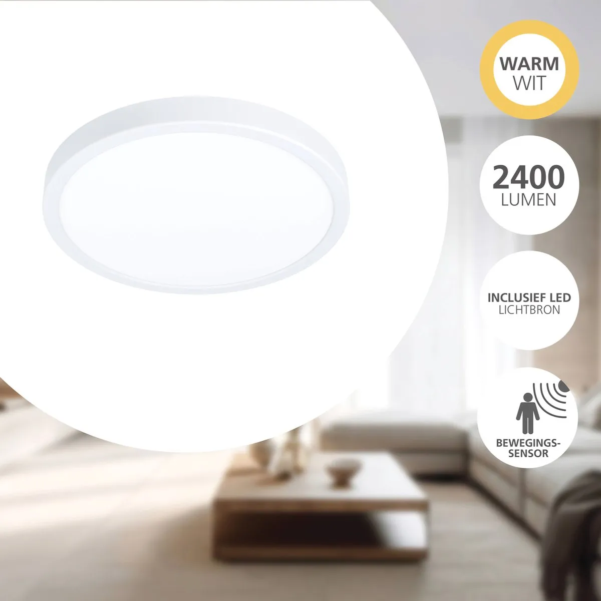 Eglo Fueva 5 Opbouwlamp LED Ø28,5cm Wit - Bewegingsensor - afbeelding 6 van 6