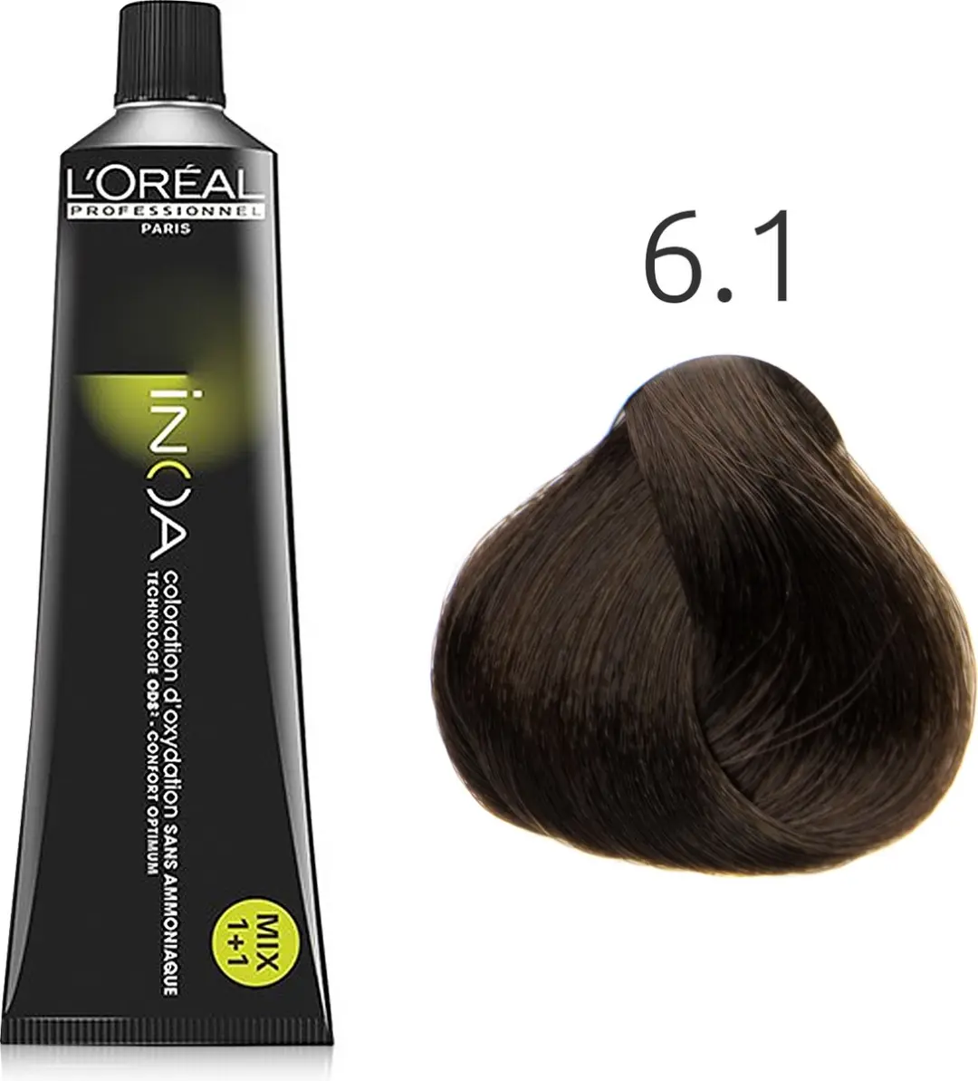 L'Oréal Professionnel Inoa 60 GR 6.1 Permanent Haarkleur - 60ml - Zwart