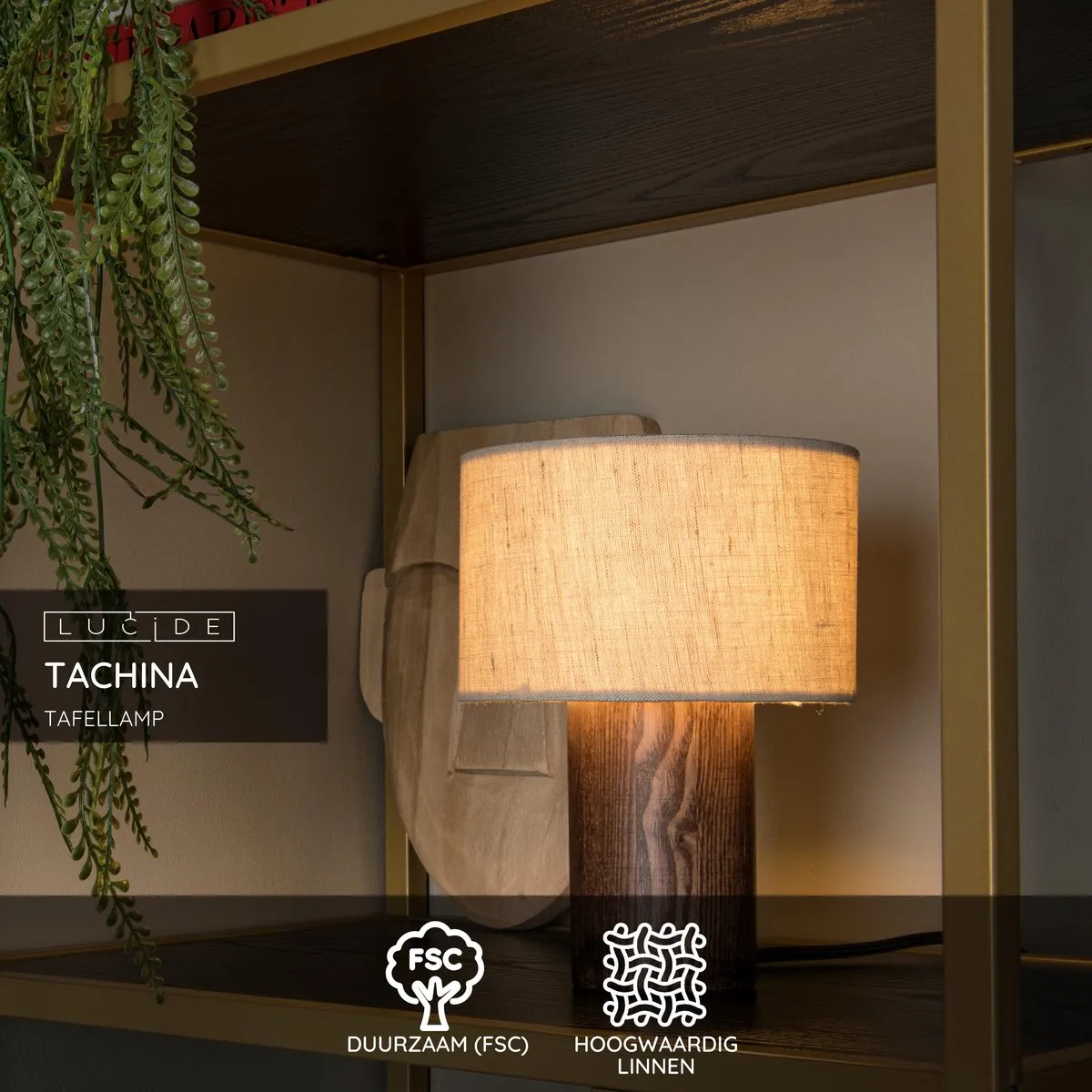 Lucide TACHINA Tafellamp E14 - 15W - 15cm - Naturel