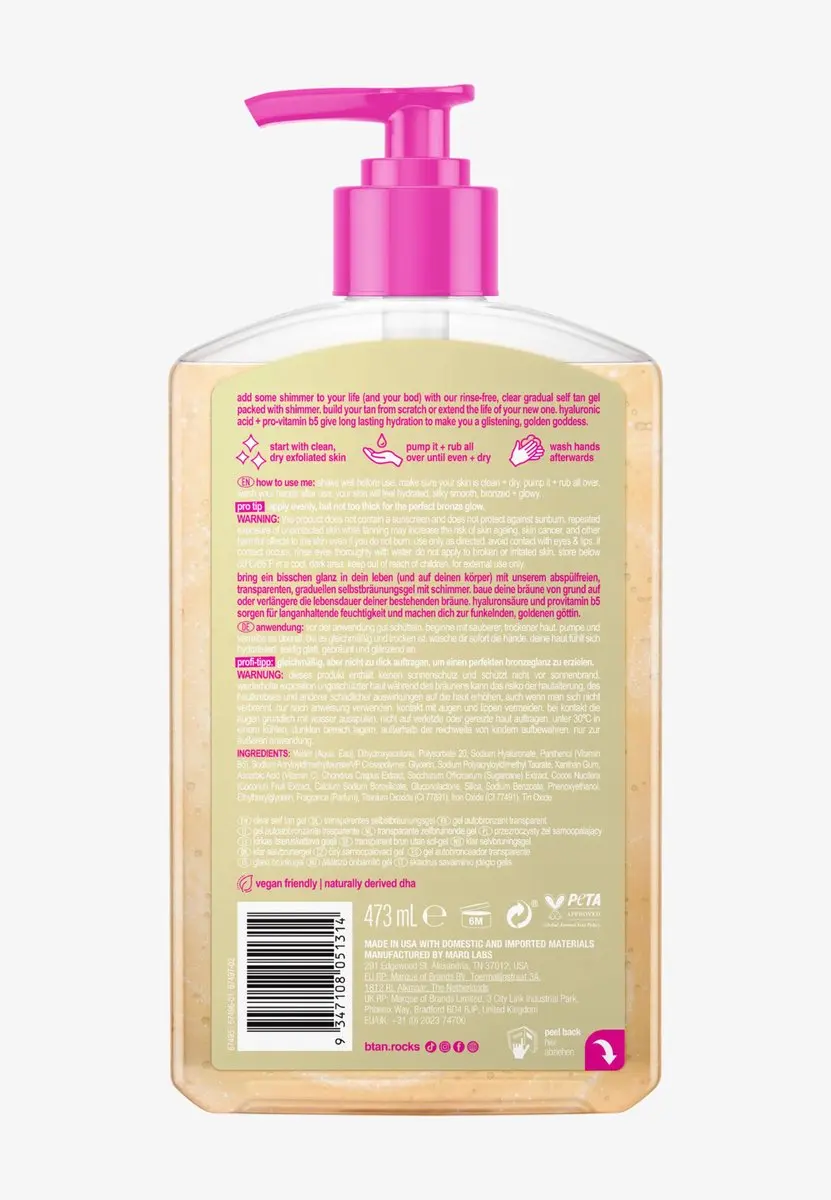 b.tan Glow Your Own Way + Shimmer Zelfbruiner 473ml - Licht