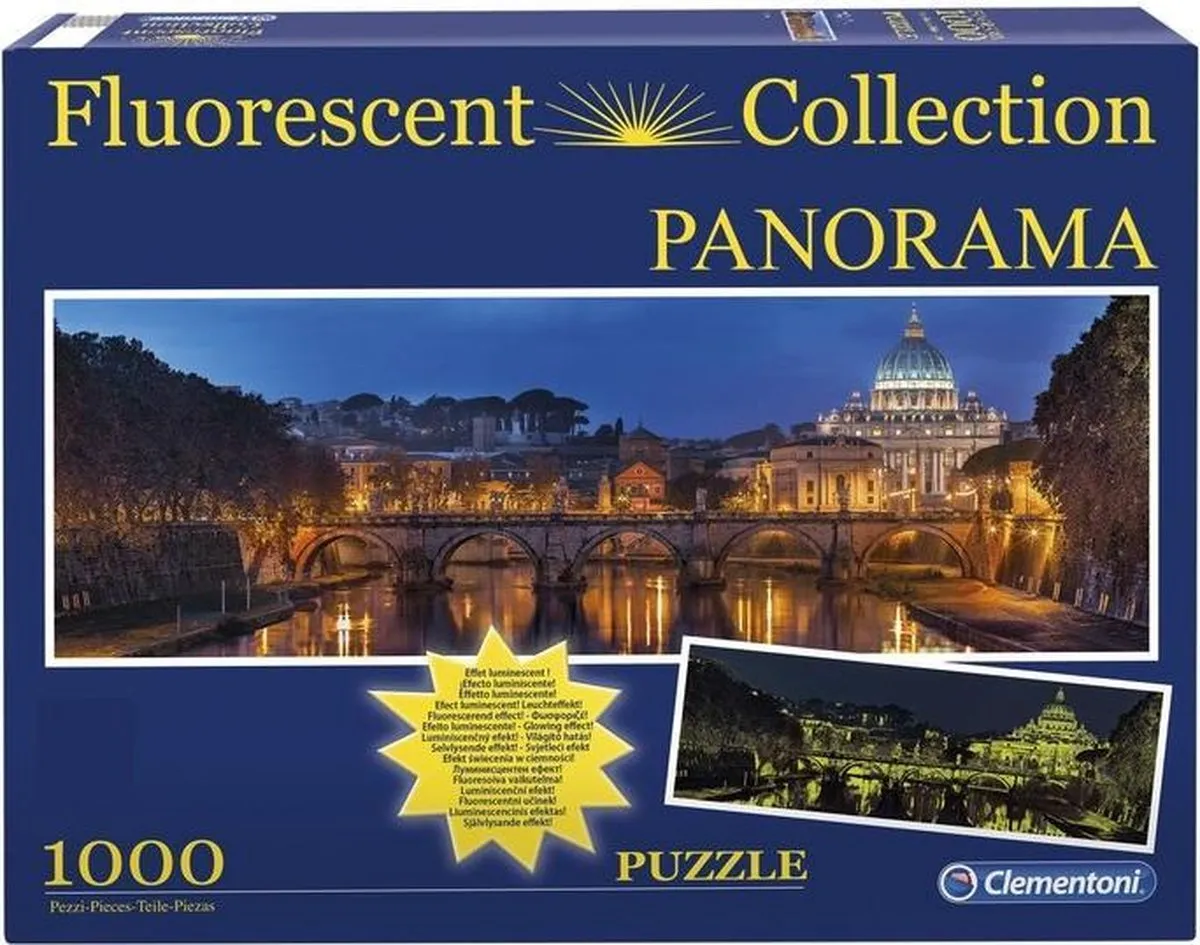 Clementoni Fluoriscerende Panorama Puzzel Rome 1000 Stuks - MPN 97680