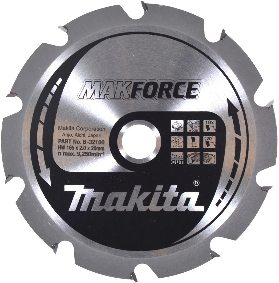 Makita MAKFORCE Zaagblad B-32100 - 165mm x 20mm - 10 Tanden