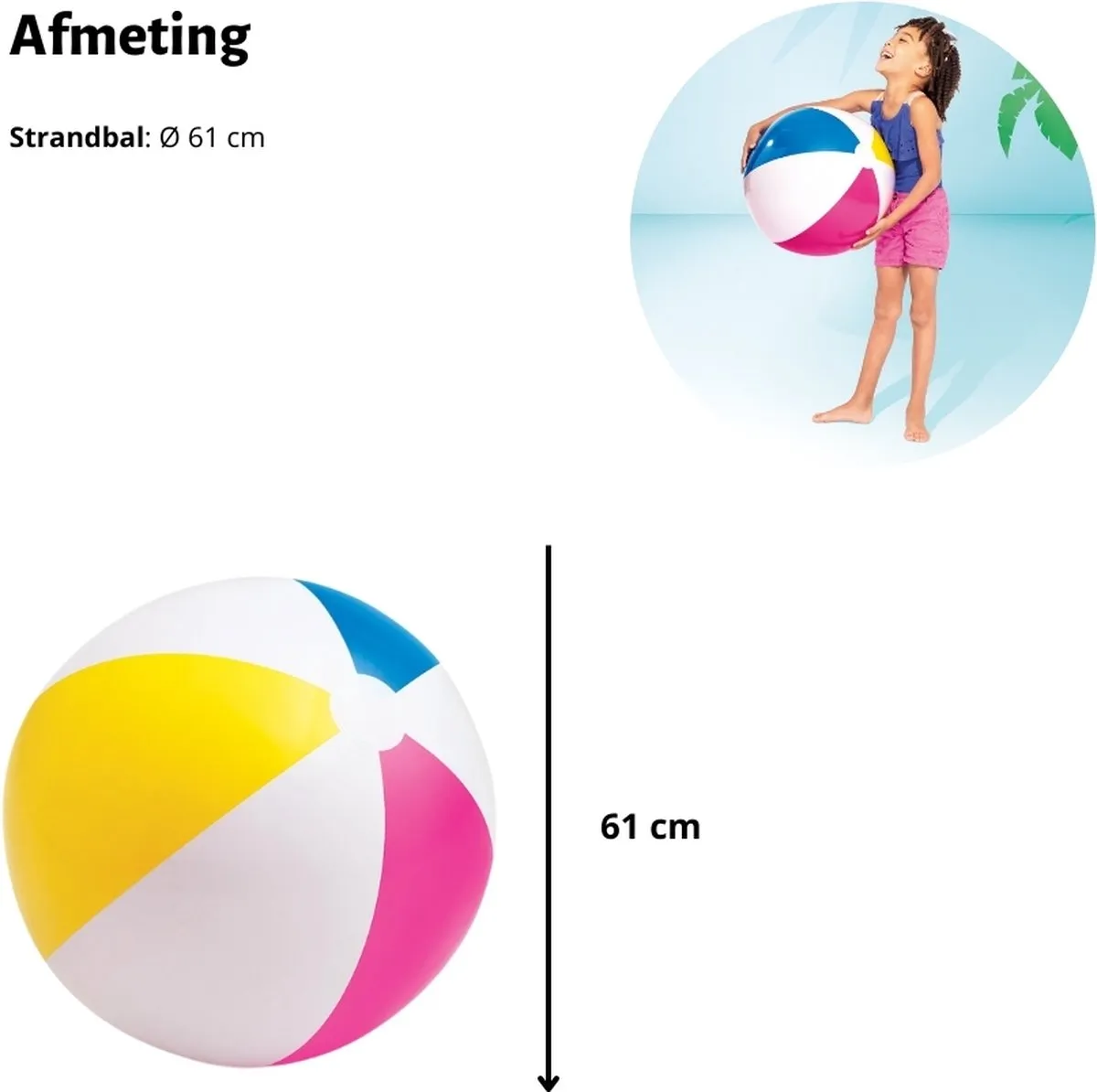 Intex Opblaasbare Strandbal Glossy 61cm - 250 Stuks - o.a. Wit/Blauw/Geel/Rood