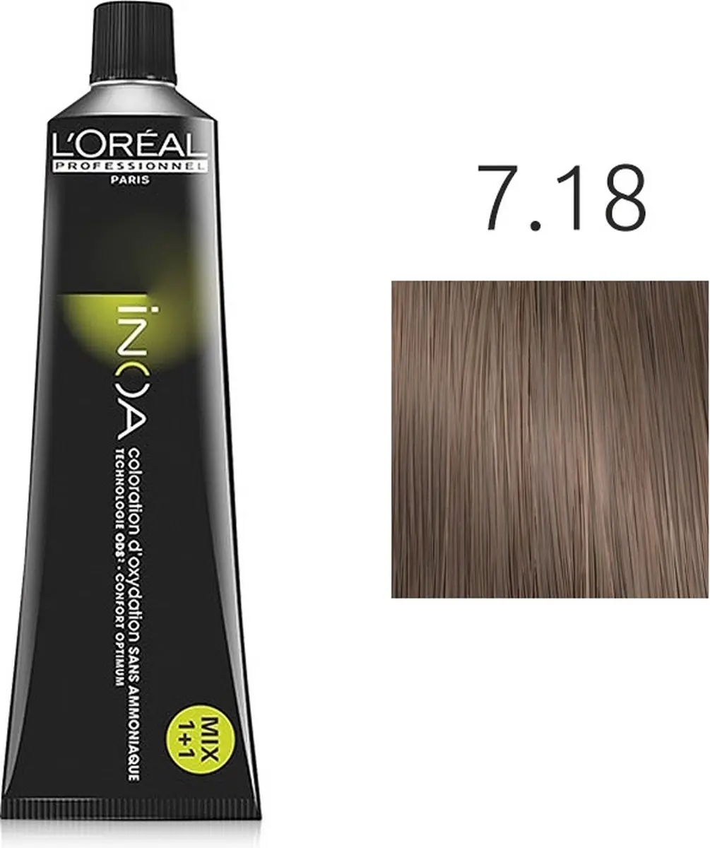 L'Oréal Paris INOA 7.18 As Mokkablond Permanent Haarkleuring 60ml