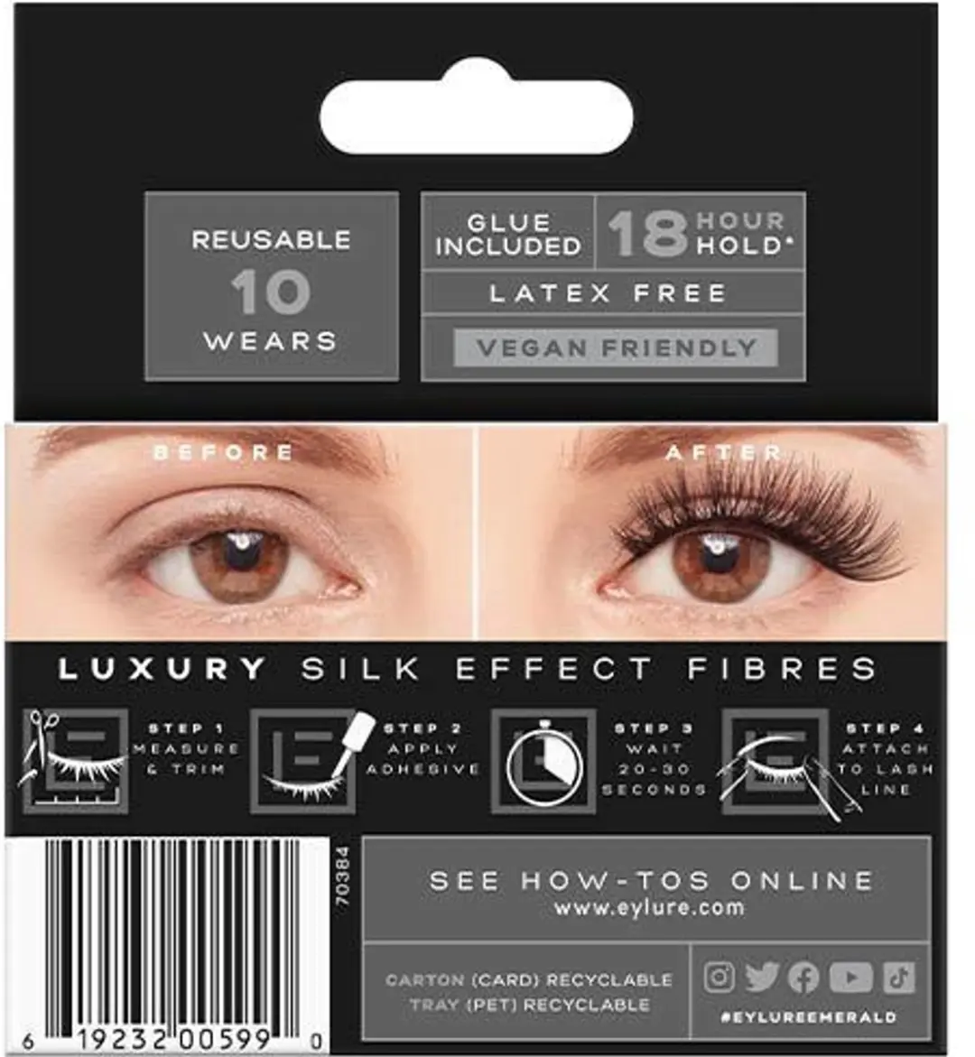 Eylure London Luxe Silk Emerald Wimpers + Lijm - 3 Stuks