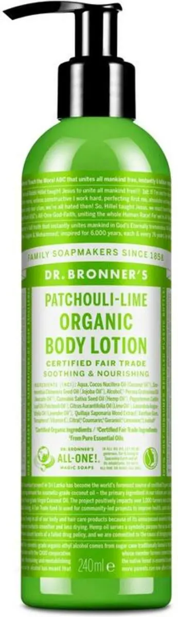 Dr. Bronner's Bodylotion Patchouli Lime 240ml - afbeelding 6 van 6
