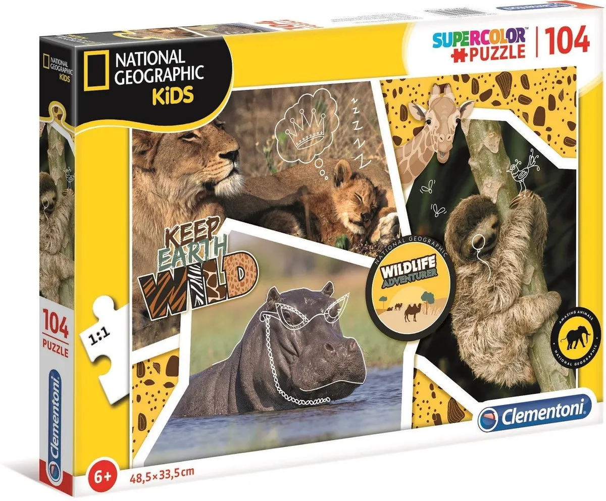 Clementoni National Geographic Wildlife Legpuzzel 104 Stuks - Multicolor - afbeelding 4 van 4