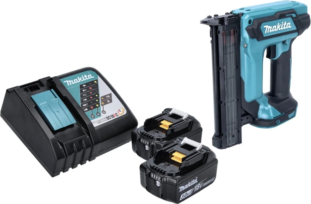 Makita DFN 350 RF Staande Spijkermachine - 18V - 2x 3.0Ah Accu + Lader