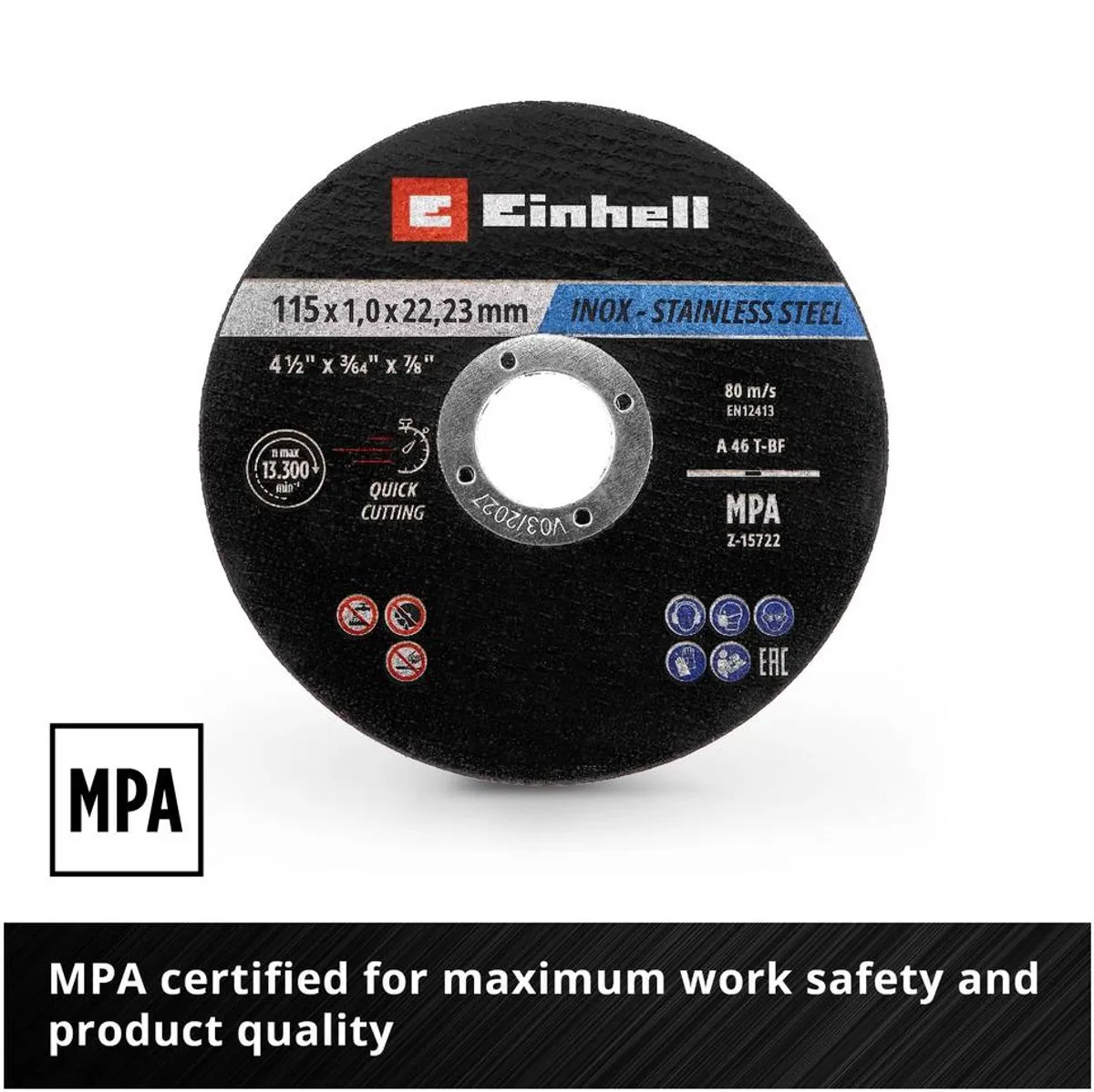 Einhell 711527 Doorslijpschijfset 115mm - Metaal/RVS/Staal/Blik - 100 Stuks