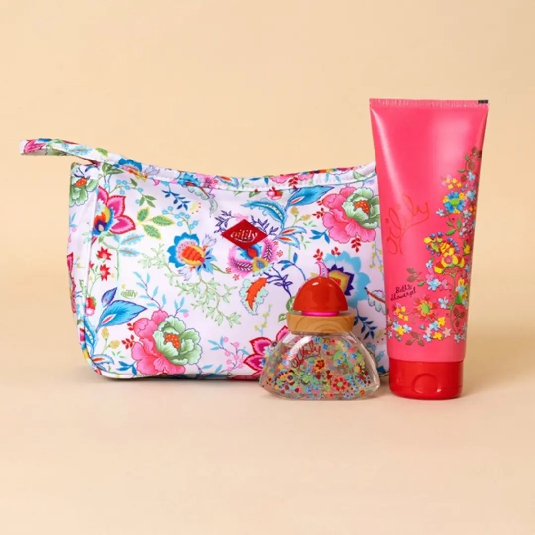 Oilily Classic Geschenkset - 30ml Eau de Parfum, 250ml Badgel & Make-up tas