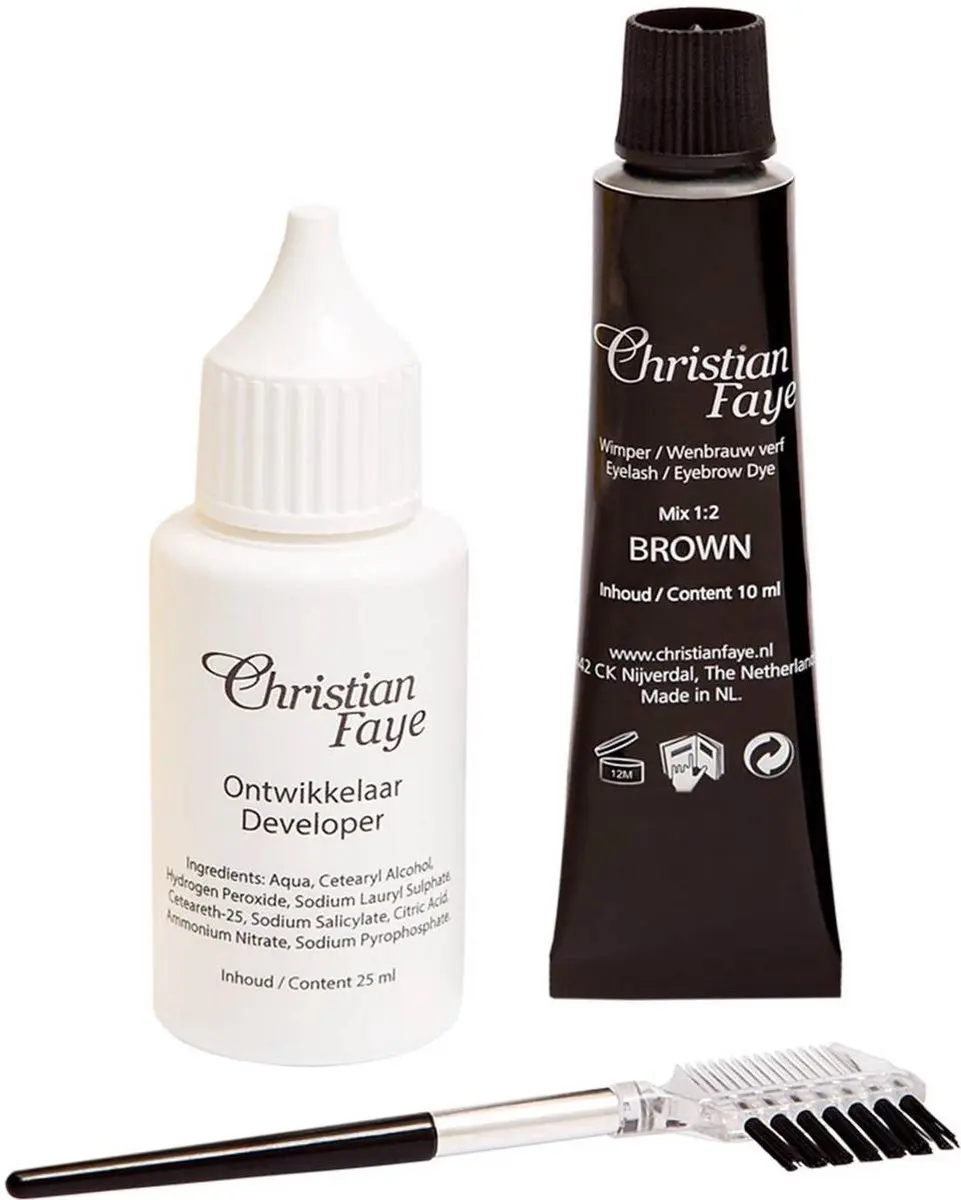 Christian Faye Wenkbrauw- en Wimperverfkit Donkerbruin 3ml